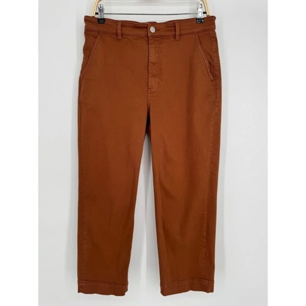 Everlane‎ Straight Leg Crop Pants Size 12 Rusty Brown Minimalist Casual Chic